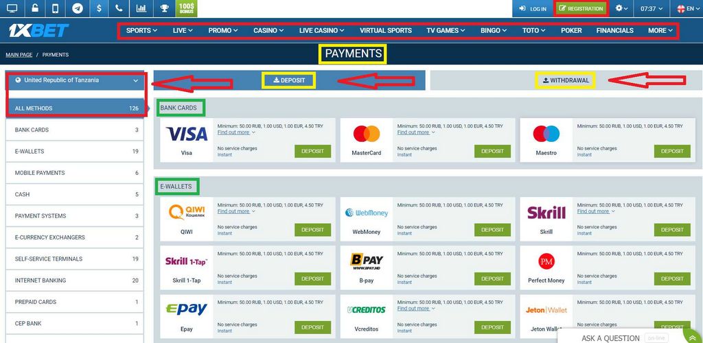 Cara mendaftar di 1xbet